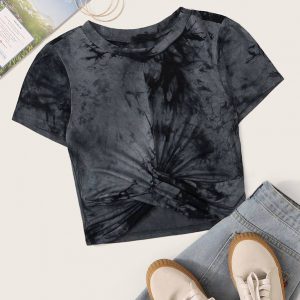 Tie-Dye Wash Twist-Front Tee