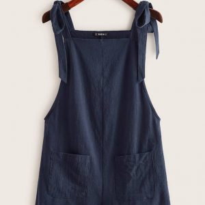 Knot Strap Pocket Front Overall Shorts