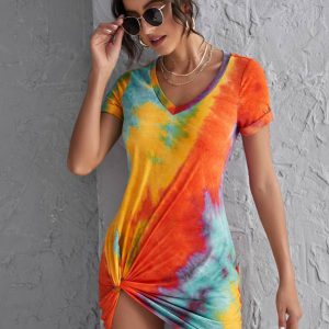 Twist Hem Tie Dye Dress