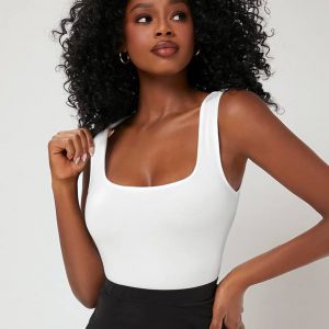 BASICS Solid Square Neck Tank Top