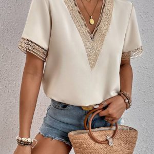 Contrast Guipure Lace Blouse