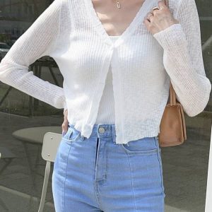 DAZY Ribbed Knit Single Button Cardigan
