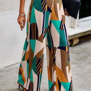 High Waist Geo Print Wide Leg Pants